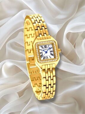Panthere Classic Gold Crystal Stainless Steel Gold Watch